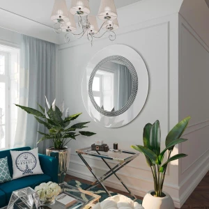 Lustro Elegance – białe dekorowane srebrną mozaiką