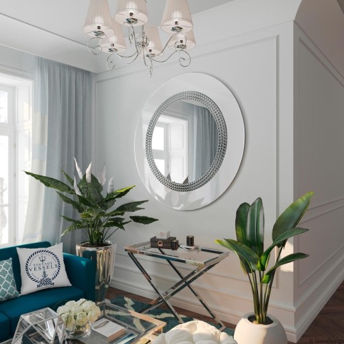 Lustro Elegance białe duże eleganckie lustro do salonu lub sypialni w białej ramie od GieraDesign