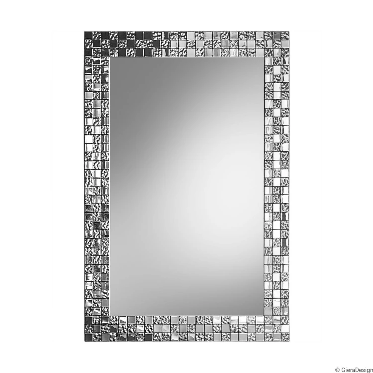 Lustro AUREA SQ prostokątne srebrne w stylu galmour. GieraDesign