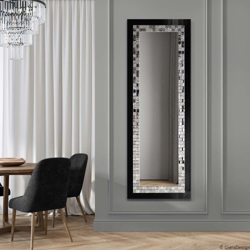 Długie lustro do korytarza Glamour SQ prostokątne czarne . GieraDesign