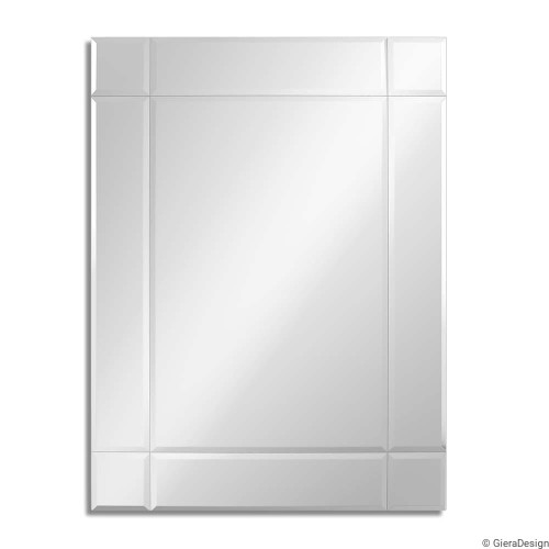 Prostokątne lustro Fazis Opti White kryształowe  z lustrzaną fazowaną ramą w stylu glamour. GieraDesign