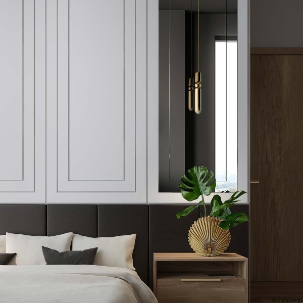 Nowoczesne lustro na ścianę Modern SQ - w nowoczesnej sypialni w stylu art deco GieraDesign