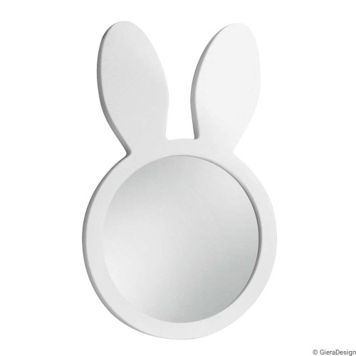 Lustro Bunny białe do pokoju dziecięcego. Urocze lustro w kształcie króliczka. Zbliżenie GieraDesign.