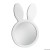 Lustro Bunny białe do pokoju dziecięcego. Urocze lustro w kształcie króliczka. Zbliżenie GieraDesign.