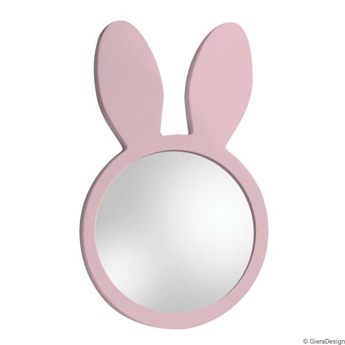 Lustro Bunny różowe do pokoju dziecięcego w kształcie króliczka,  zbliżenie, GieraDesign