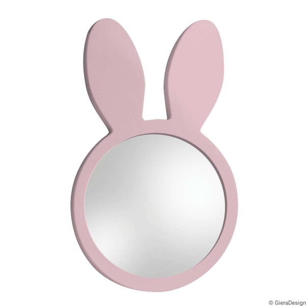 Lustro Bunny różowe do pokoju dziecięcego w kształcie króliczka,  zbliżenie, GieraDesign