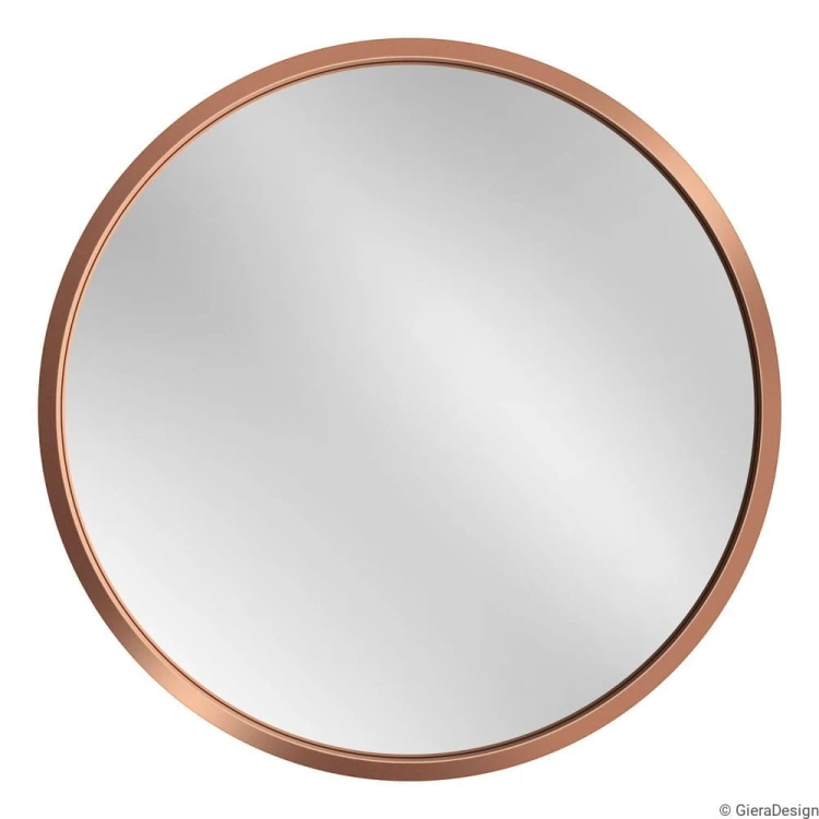 Lustro Scandi - okrągłe lustro w cienkiej ramce koloru miedzianego, GieraDesign