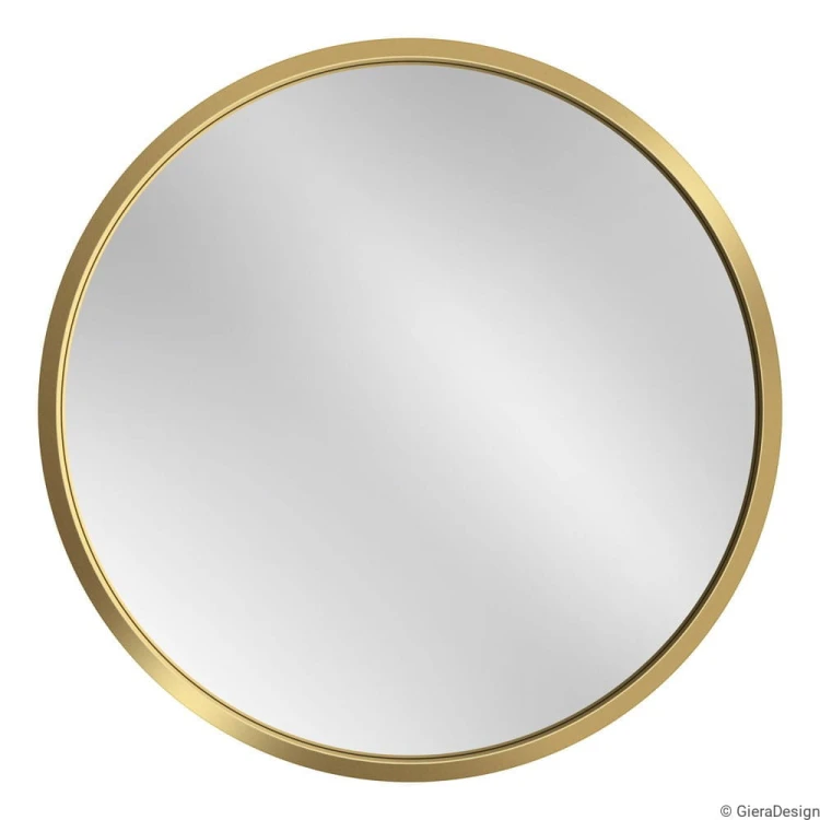 Scandi Złote - okrągłe lustro w złotej ramie na białym tle, GieraDesign