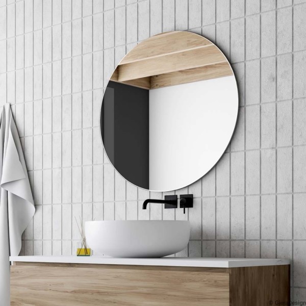 Lustro okrągłe opti white w łazience. GieraDesign