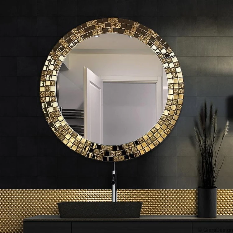 Lustro Aurea Gold dekoracyjne złote do łazienki. Gieradesign