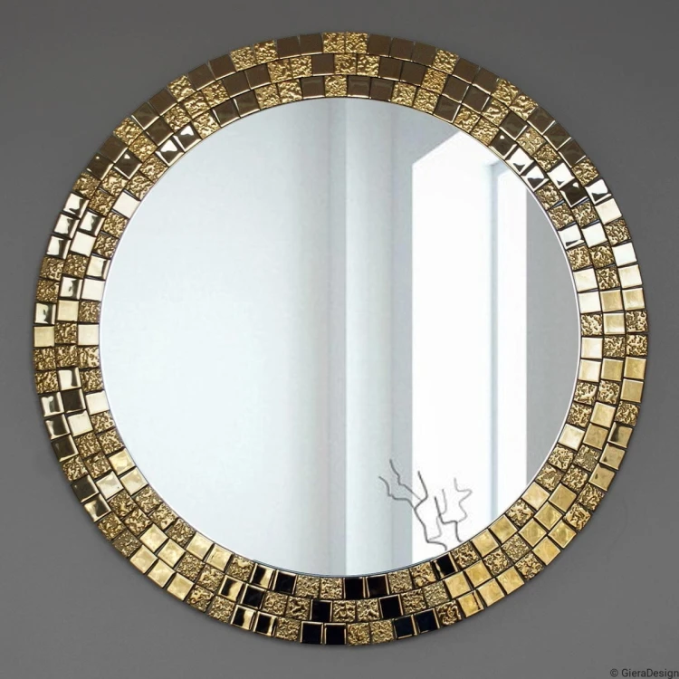 Okrągłe lustro w złotej ramie Aurea Gold. GieraDesign