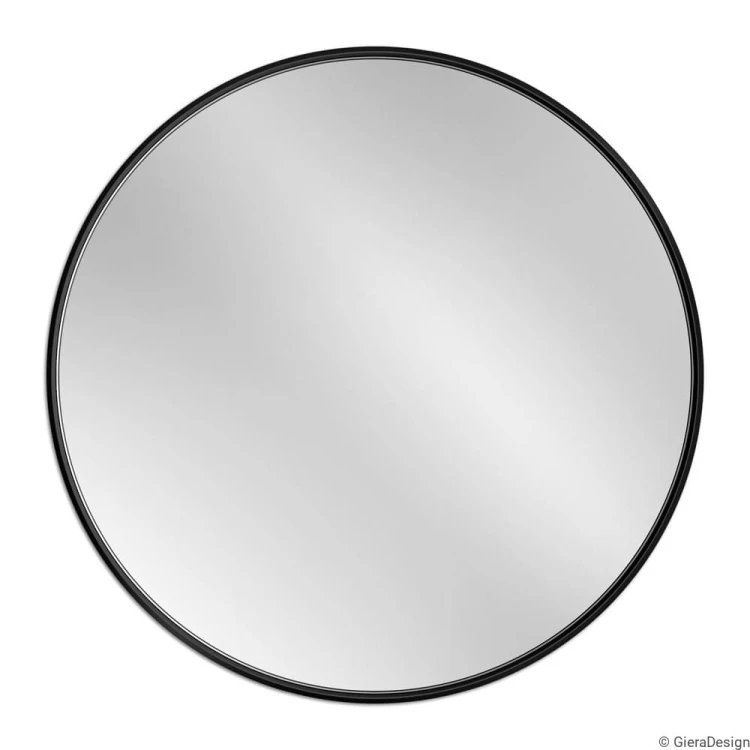 Scandi Slim - lustro okrągłe łazienkowe w bardzo cienkiej czarnej  ramce,  skandynawski styl, GieraDesign