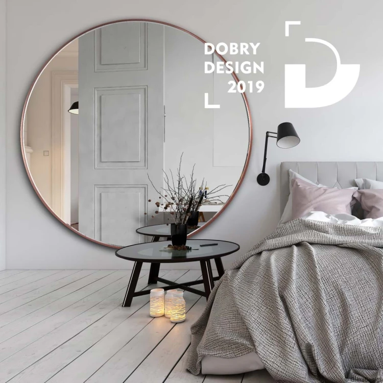 Duże lustro Scandi Slim miedziane w sypialni, Giera Design
