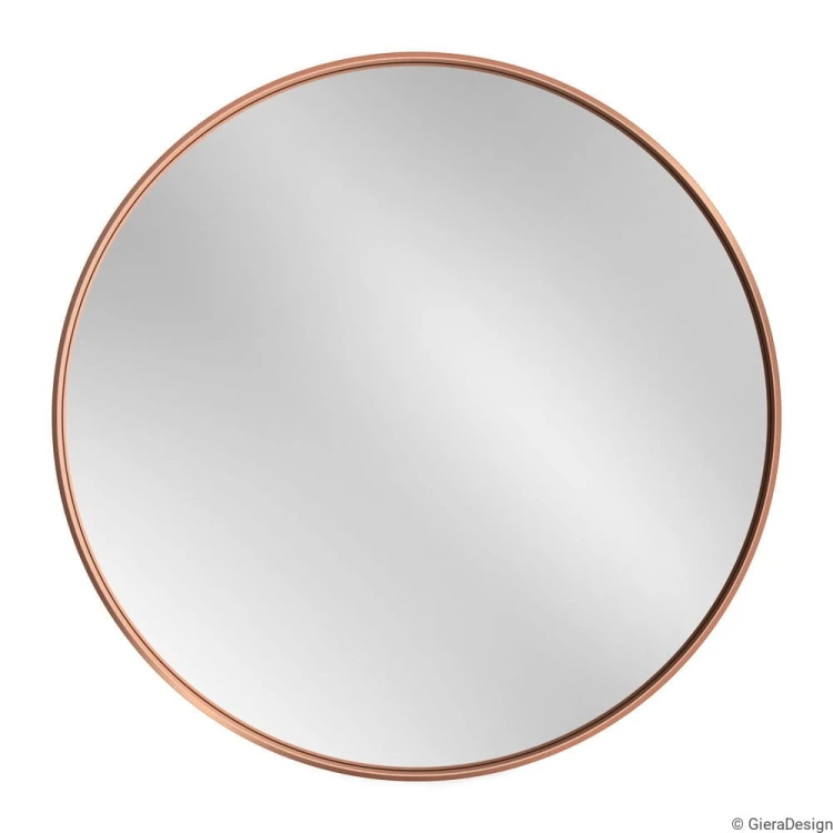 Okrągłe lustro Scandi Slim miedziana rama, na białym tle,  Giera Design