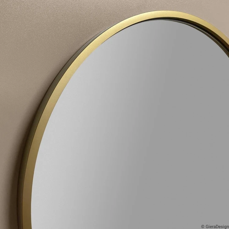 Zbliżenie na lustro złote okrągłe Scandi Slim. GieraDesign