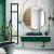Duże złote okrągłe lustro  Scandi Slim w zielonej łazience.  GieraDesign