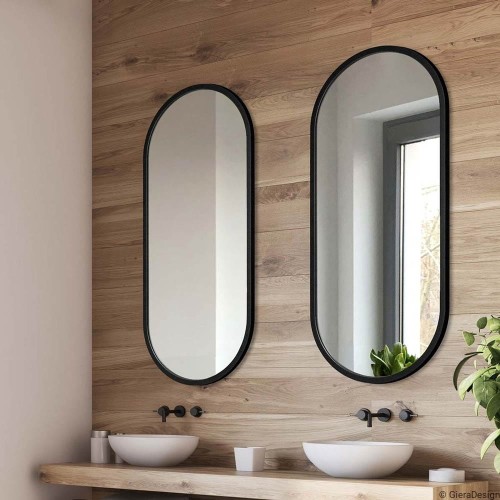 Lustro Ambient - czarne łazienkowe owalne. GieraDesign