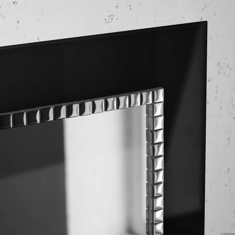 lustro Bracelet SQ  w czarnej oprawie rama z czarnego szkła lacobel zdobiona szklaną, srebrną mozaiką  - GieraDesign