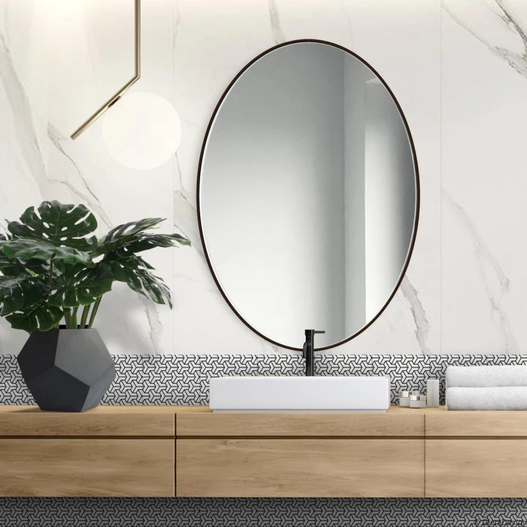Lustro Scandi Slim - owalne czarne lustro łazienkowe, GieraDesign