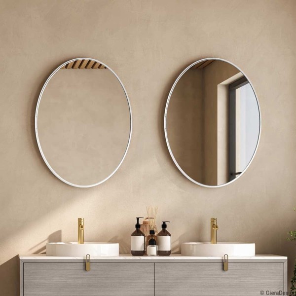 Lustro Scandi Slim owalne białe łazienkowe GieraDesign