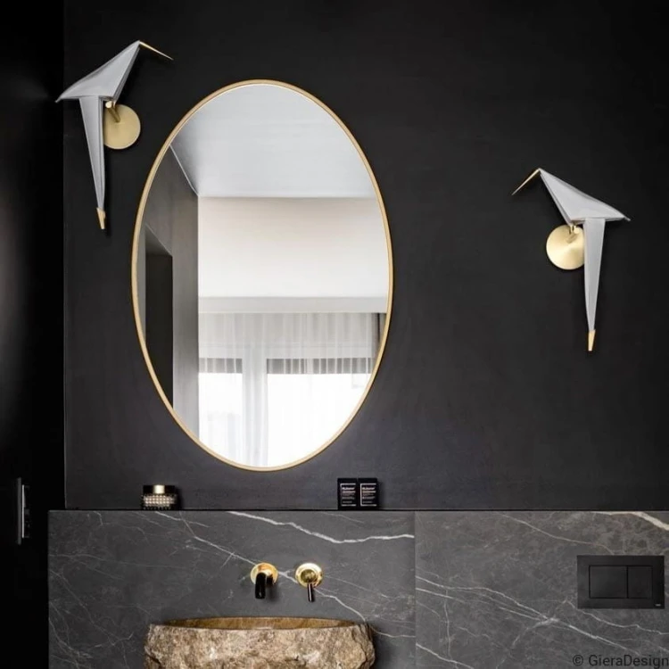 Lustro  Scandi Slim owalne złote. GieraDesign