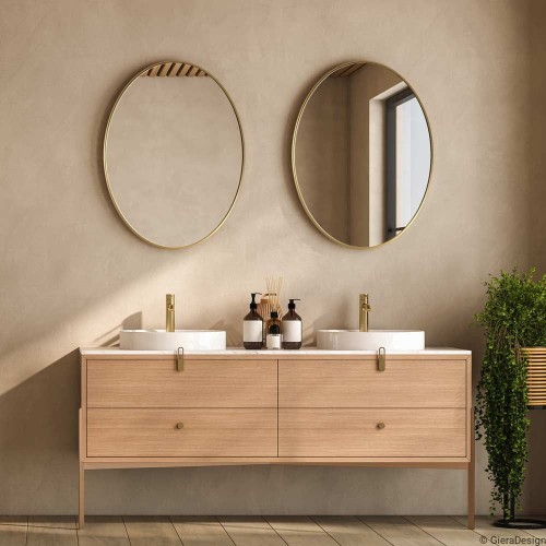 Lustro  Scandi Slim owalne złote łazienkowe. GieraDesign