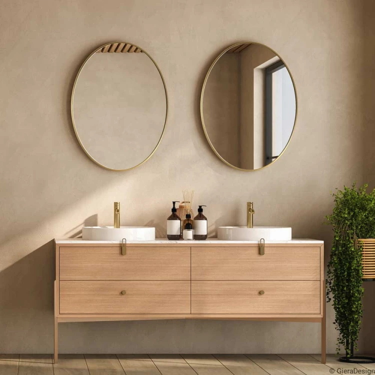 Lustro  Scandi Slim owalne złote łazienkowe. GieraDesign