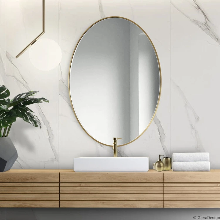 Scandi Slim złote - owalne lustro skandynawski styl, GieraDesign