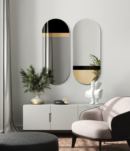 Lustro Fusion - owalne czarne ozdobne GieraDesign