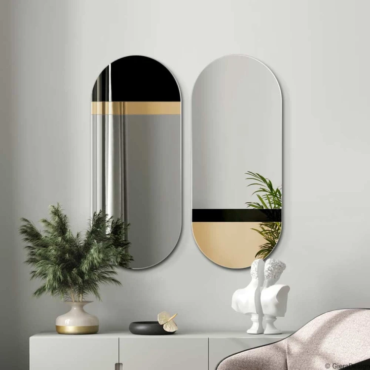 Lustro Fusion - owalne złote ozdobne nad komodą. GieraDesign