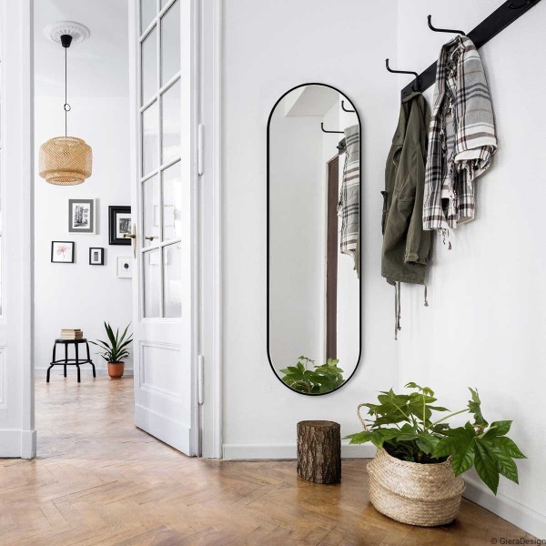 Lustro Ambient Slim - czarne, owalne  do korytarza. GieraDesign