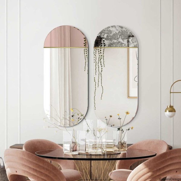 Lustro owalne Novi z miedzianą wstawką od GieraDesign