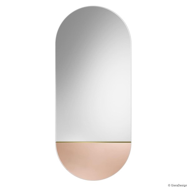 Lustro Novi miedziane – owalne z kolorową wstawką. GieraDesign