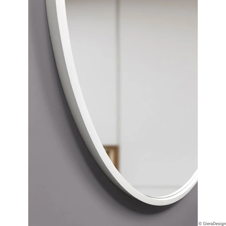 Ambient Slim białe lustro, owalne do korytarza zbliżenie na ramę GieraDesign
