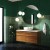 Lustro Scandi Slim zielone w zielonej łazience. GieraDesign