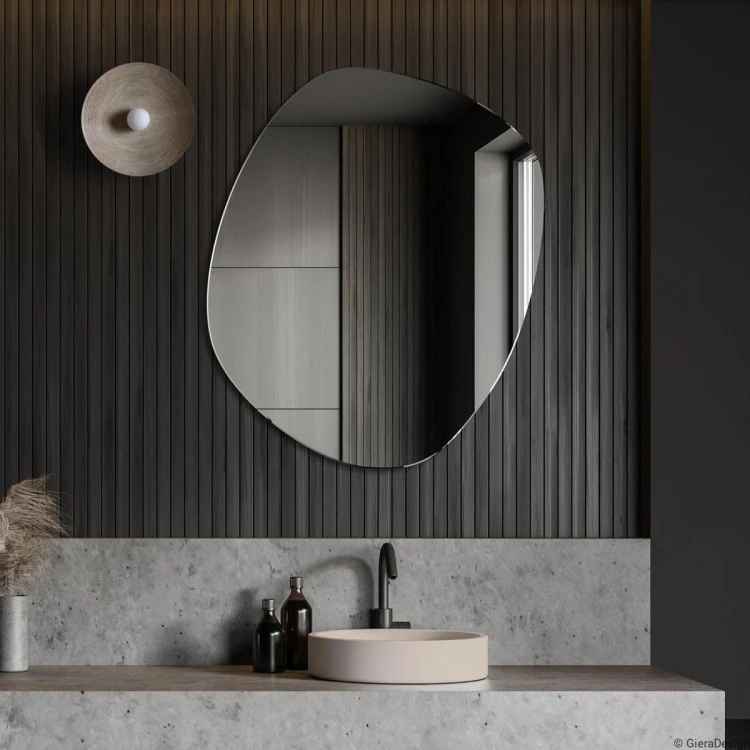 Lustro Roco - o nieregularnym kształcie, nad umywalką w łazience - GieraDesign