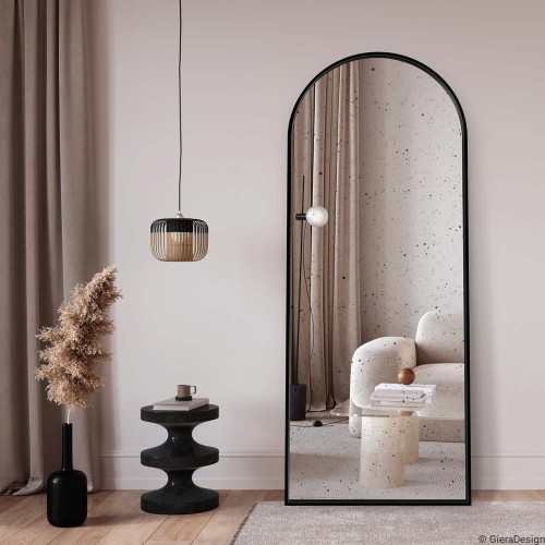 Duże lustro w czarnej ramie,  postarzane Portal Vintage GieraDesign