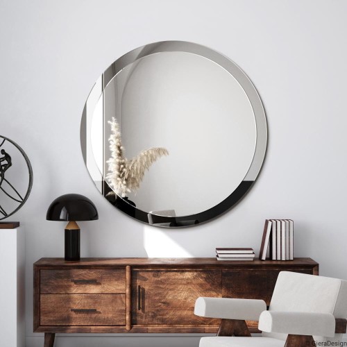 Lustro Sunrise grafitowe, rama z lustra grafitowego z malowanym fragmentem czarnym   - GieraDesign