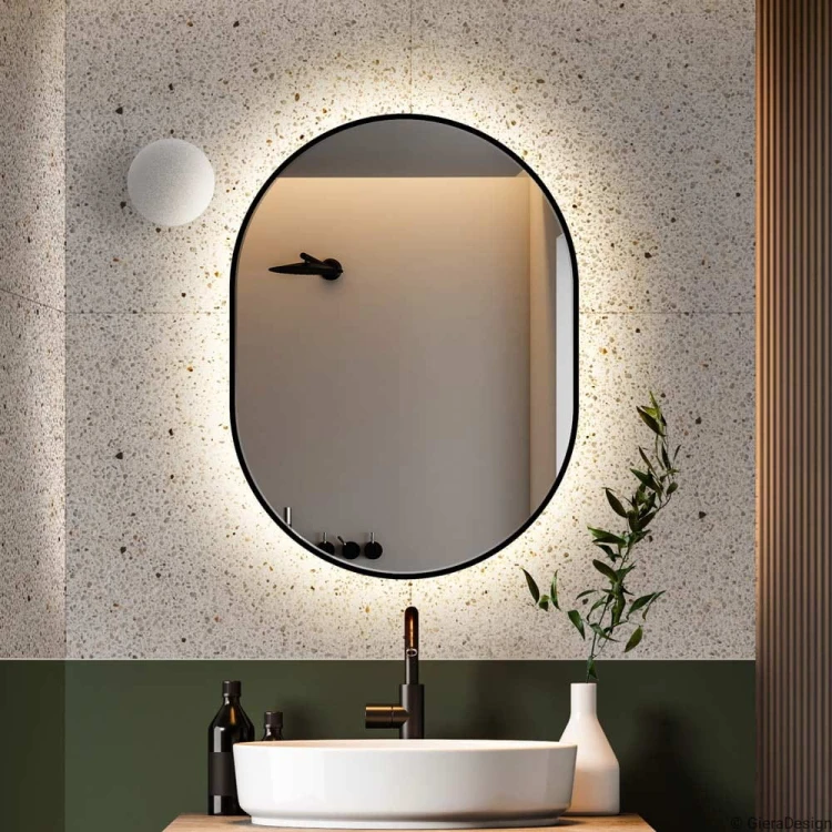 Lustro  Ambient Slim - podświetlane w czarnej ramie. GieraDesign