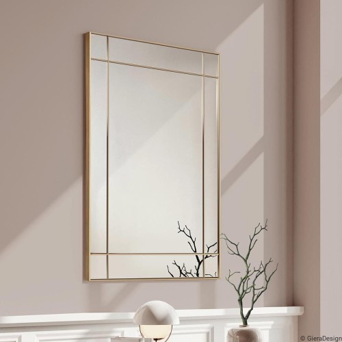 Lustro Credo Classic ze złotymi szprosami  długie w mosiężnej ramie— GieraDesign.