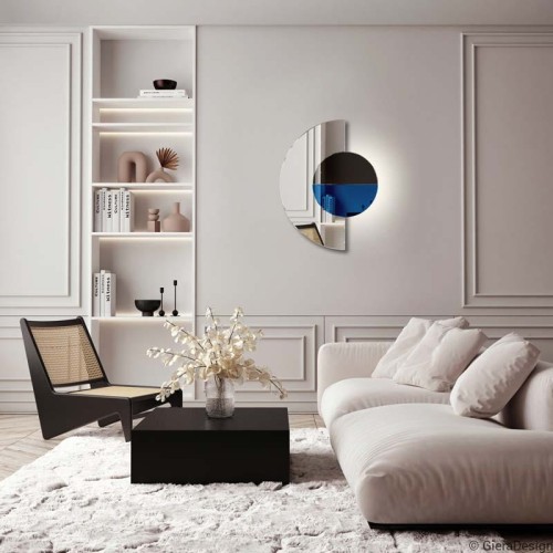 Lustro Luna Semi — połączenia szkła klasycznego z taflą niebieską oraz szkła lacobel I GieraDesign