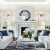 Lustro Cristal Octagon niebieskie w salonie w stylu Hampton. GieraDesign