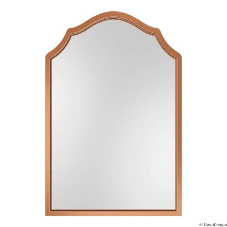 Lustro Grand Porto w stylowej ramie miedzianej, na białym tle. GieraDesign