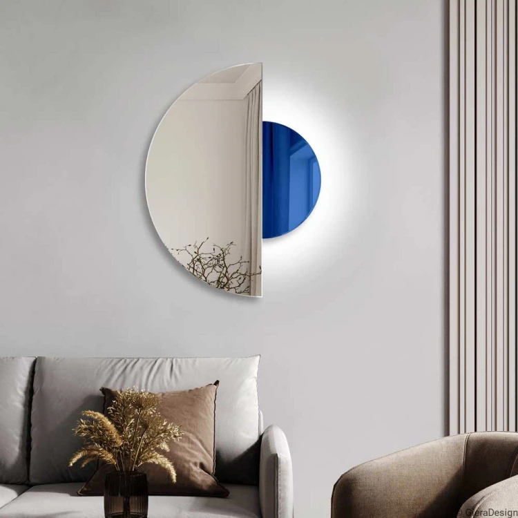 Lustro dekoracyjne podświetlane Luna niebieskie. GieraDesign