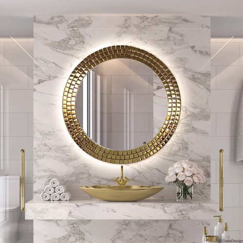 Lustro Aurora Gold podświetlane. GieraDesign