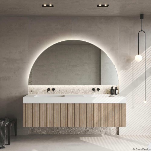 Lustro DiMidium - półokrągłe podświetlane.  GieraDesign.