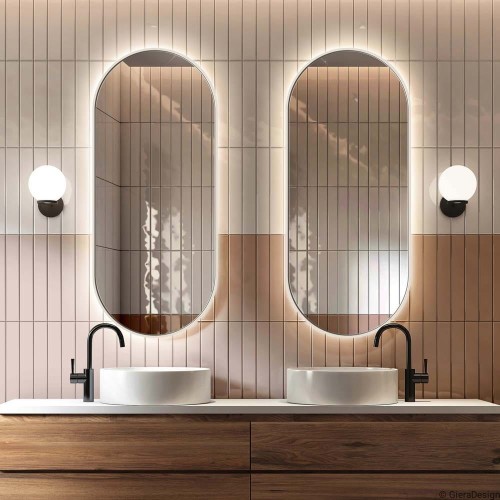 Lustro Ambient Slim - białe podświetlane.  GieraDesign