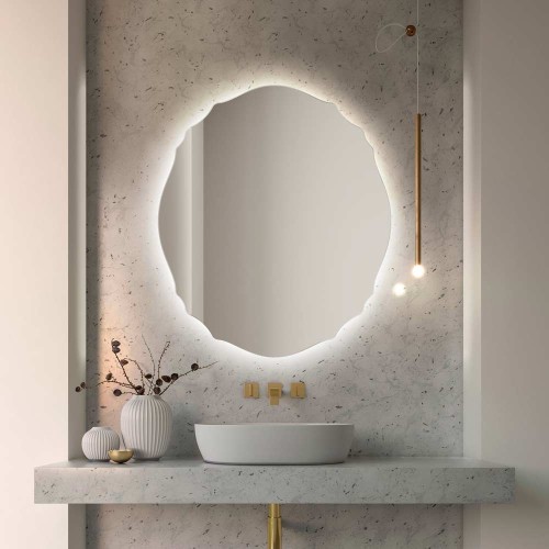 Lustro Grand Mono stylowe do łazienki LED nad umywalką w nowoczesnej łazience, GieraDesign.