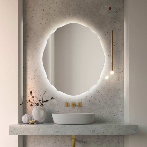 Lustro Grand Mono stylowe do łazienki LED nad umywalką w nowoczesnej łazience, GieraDesign.