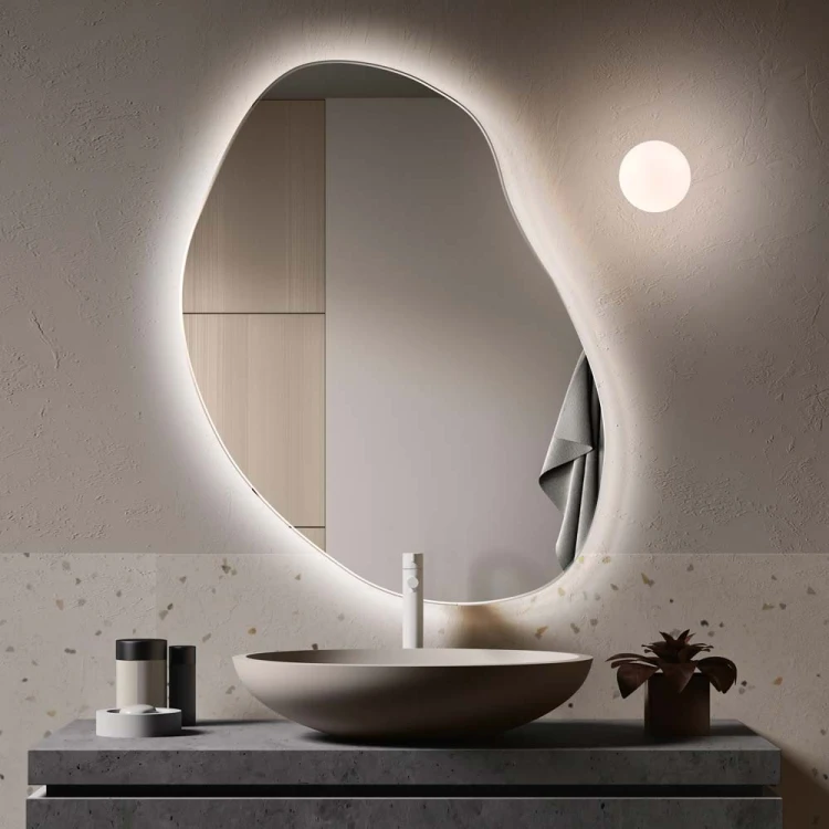 Lustro Plama no.3 – asymetryczne LED do łazienki. GieraDesign